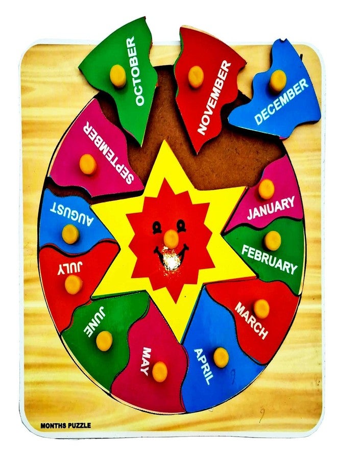 EL SMO Wooden Month Learning Puzzle Board, Educational Alphabet Tray Toy, Pre-School Learning Kit - Image 4